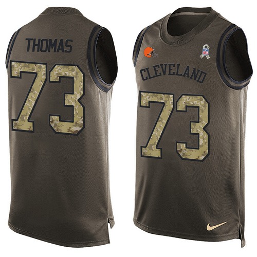 Men's Limited Joe Thomas Nike Jersey Green - #73 Salute to Service Tank Top NFL Cleveland Browns